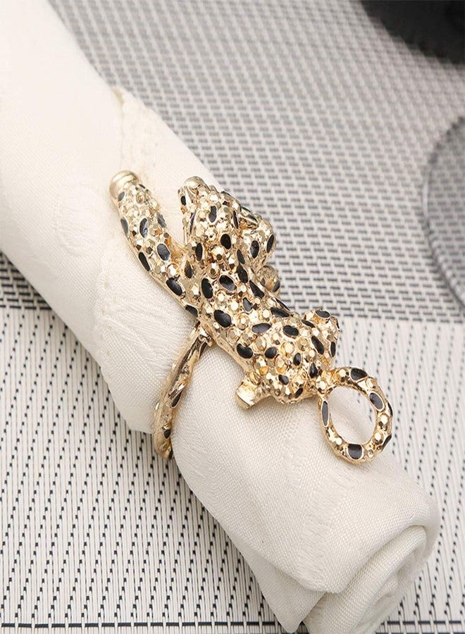 QTKJ Everyday Home Alloy Black and Gold Leopard Napkin Ring Set of 6 Napkin Buckle for Christmas, Holidays, Wedding, Parties, Dinners Decor (Leopard, Gold) - Image 3