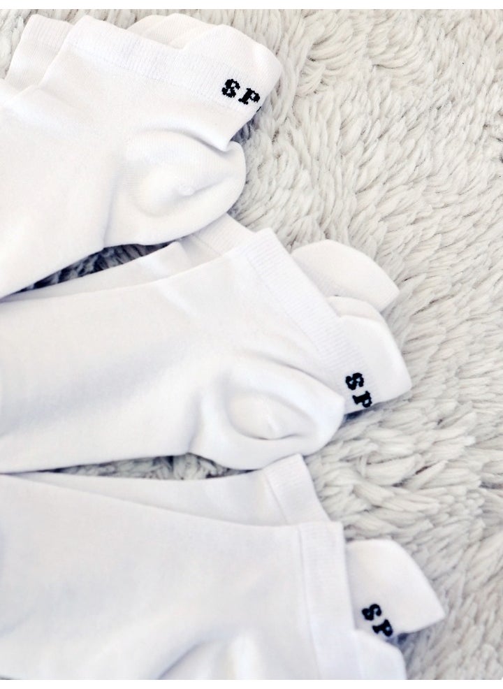 Buluş Organic - 3-Pack White Special Heel Technology Viscose Women's Booties Socks - Image 1