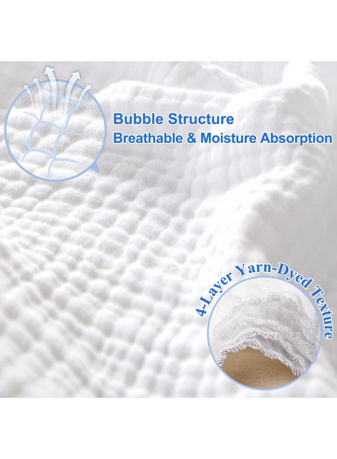 PHF 100% Cotton Muslin Blanket King Size 108" x 90", Lightweight and Breathable Blanket All Season, Ultra Soft 4-Layer Gauze Blanket for Adults, Elegant Home Decoration for Couch Bed, White