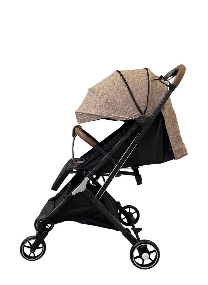 burbay - An easy-to-fold baby stroller used on planes and trains leather handle foot brake 360-degree wheels - Image 1