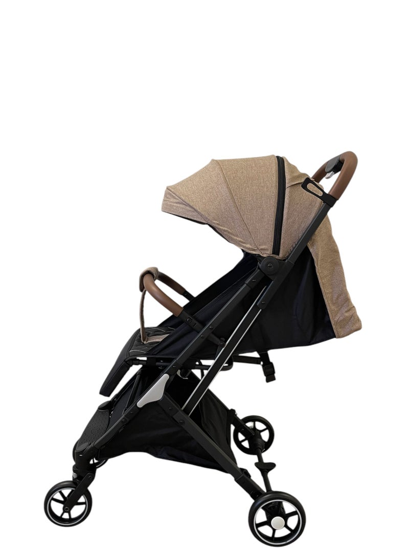 burbay - An easy-to-fold baby stroller used on planes and trains leather handle foot brake 360-degree wheels - Image 1