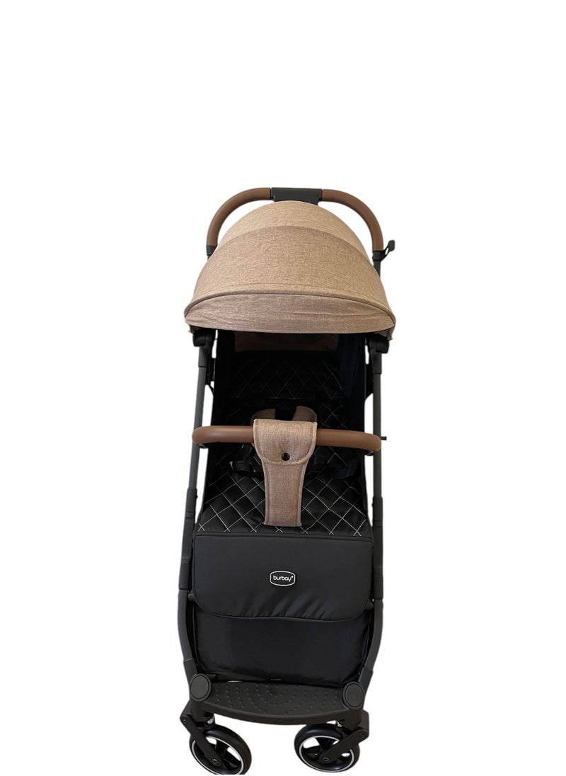 burbay - An easy-to-fold baby stroller used on planes and trains leather handle foot brake 360-degree wheels - Image 1