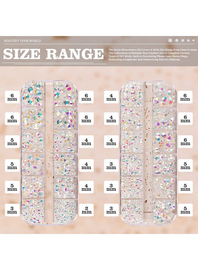 BELLEBOOST 3500Pcs Resin Rhinestones Kits 23456Mm Flatback Jelly Rhinestones 2 Box Transparent Ab Non Hotfix Crystal Gems For Diy Crafts Mugs Bottles Tumblers Clothes Makeup Nail Manicure - Image 3