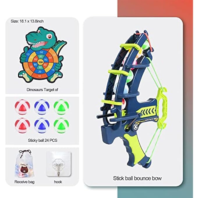 AM ANNA Target Shooting Games Kids ToysDinosaur Dart Board with Sticky Balls with 24 Sticky BallsIndoor Outdoor Party Games Toys Gifts for 5 6 7 8 9 10 11 12 Year Old Boy Kids and Adult - Image 5