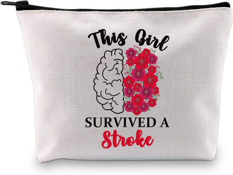 G2TUP Stoke Awareness Gift This Girl Survived A Stroke Makeup Bag Stroke Survivor Cosmetic Bag Stroke Warrior Gift Zipper Travel Bag (Survived A Stroke MB)