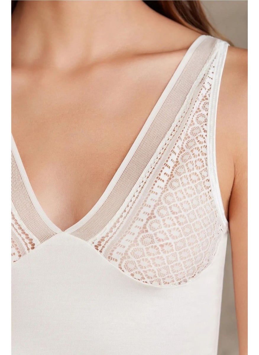 pierre cardin 320 Women's Thick Strap Lace Undershirt Panty Set-Ecru  - Image 3