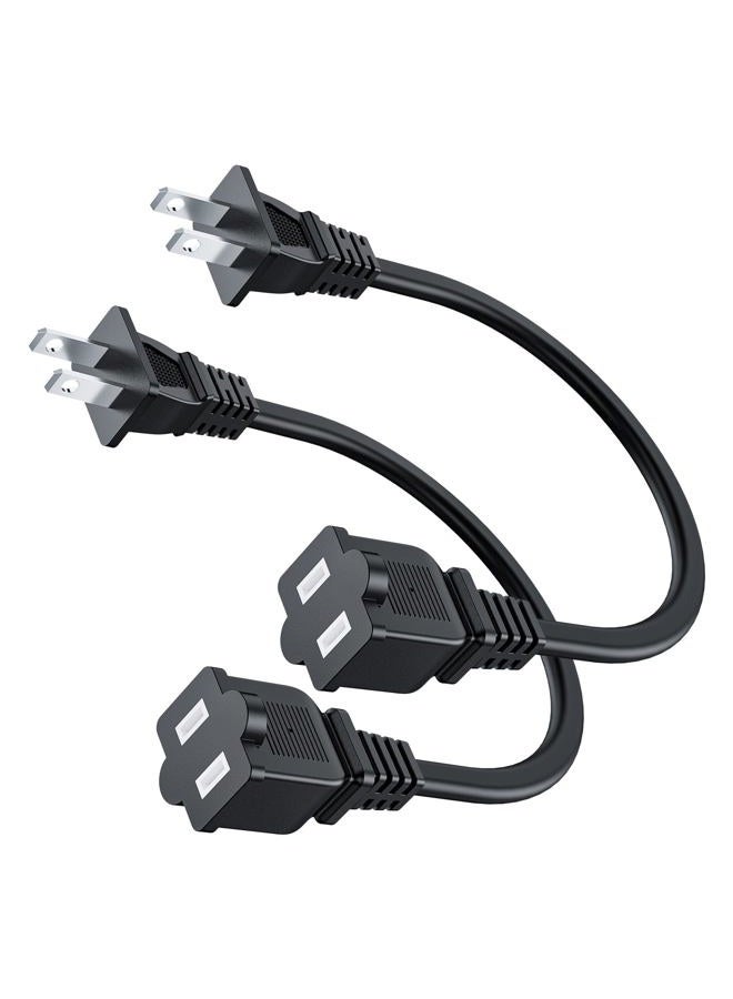 BolAAzuL US AC Power Extension Cable Cord 2-Prong Male to Female 1ft/0.3m (2 Pack) - Image 1