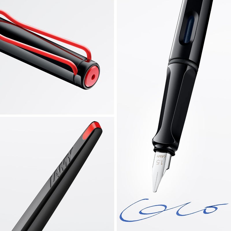 LAMY joy black calligraphic pen - with ergonomic grip and polished steel nib 1.9 mm - calligraphic pen with calligraphic nib - ink cartridge T 10 blue incl. - Image 2