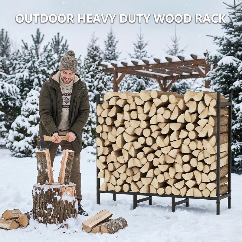CADUKE 4ft Firewood Rack Outdoor Fire Wood Holder Indoor Wood Rack for Fireplace Heavy Duty Log Holder Stand for Firewood Storage Adjustable Fire Log Stacker Stand, Metal - Image 3