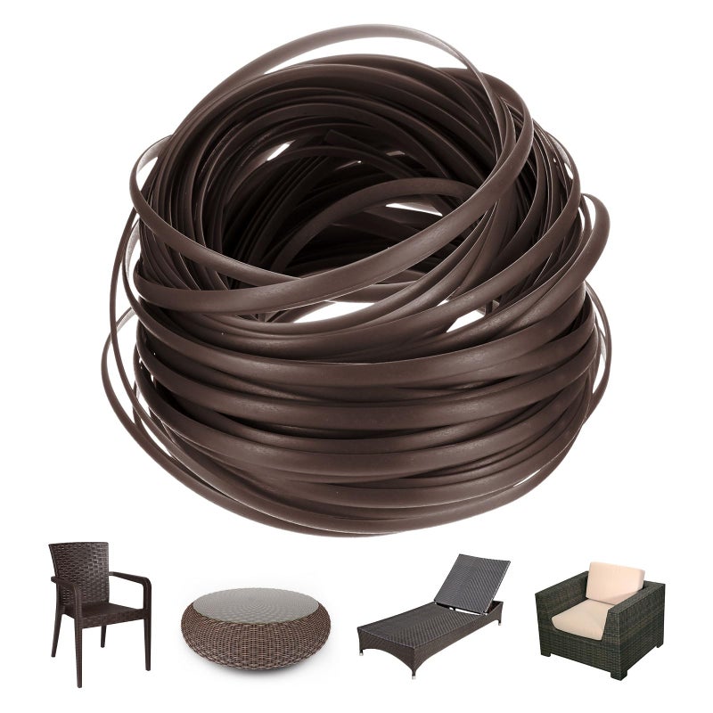 M METERXITY 1Pack Wicker Repair Kit 5mm x 66ft20m Plastic Flat Rattan Replacement Supplies for Patio Furniture RepairBasket MakingChair Weaving Synthetic Woven Rattan Brown - Image 3