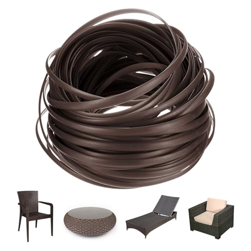 M METERXITY 1Pack Wicker Repair Kit 5mm x 66ft20m Plastic Flat Rattan Replacement Supplies for Patio Furniture RepairBasket MakingChair Weaving Synthetic Woven Rattan Brown - Image 1