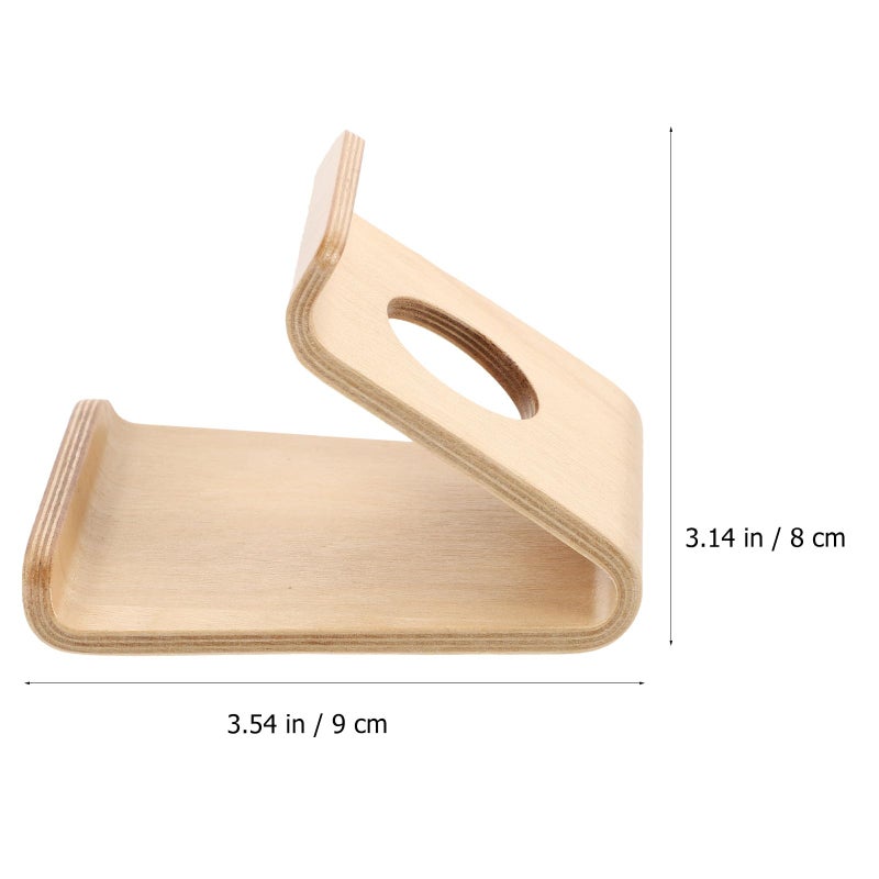 Wooden Phone Stand For Desk With Solid Base Light Wood Color Home Office Use - Image 3