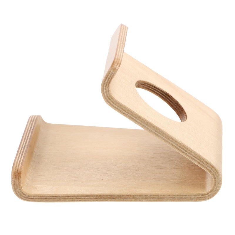 Wooden Phone Stand For Desk With Solid Base Light Wood Color Home Office Use - Image 2