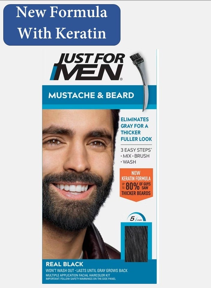 Just For Men Mustach and Beard Colour Real Black M-55 - Image 1