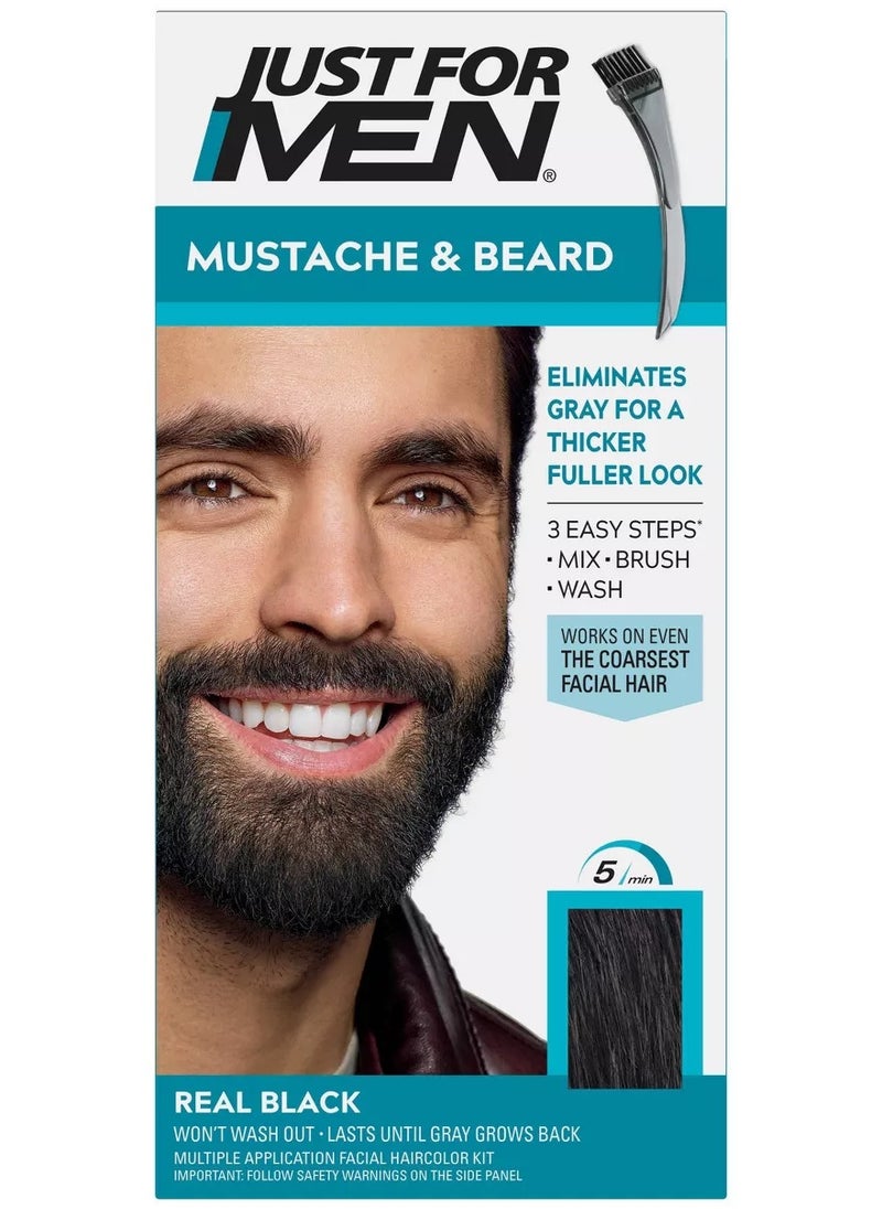 Just For Men Mustach and Beard Colour Real Black M-55  - Image 1