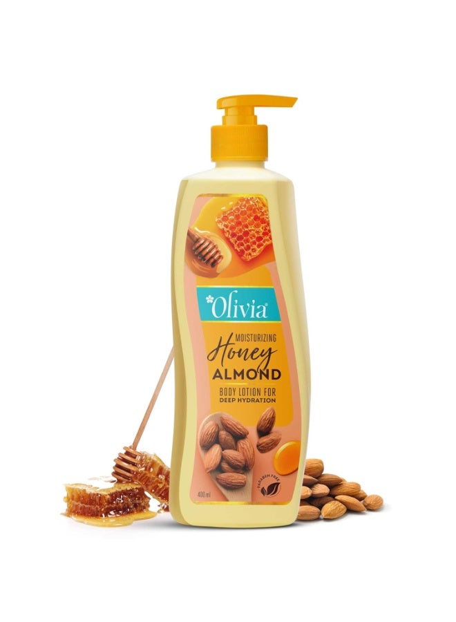 Olivia Honey Almond Deep Hydration Body Lotion | For Soft, Nourishing And Glowing Skin | With Honey, Almonds, Olive Oil And Vitamin E | 400Ml - Image 1