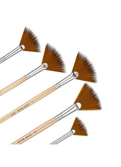 5 Pieces Fan Brush For Painting, Oil Acrylic Paint Brushes Artist Fan Brushes Nylon Hair Long Wood Handle Painting Brush For Acrylic Watercolor Oil Gouche Painting(1#, 3#, 5#, 7#, 9#) - pzsku/Z96843A64FE9B3B77487FZ/45/_/1732780835/d0a112de-d597-460a-8b8b-42165fe8a939