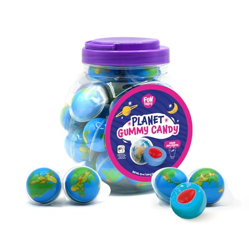 FUNTASTY Earth Planet Gummy Balls  19 Oz Jar 30 Count  Strawberry Jelly Filled Gummies  Individually Wrapped Gummy Candy  Space Candy  Earth Gummies for Goodie Bags - Image 1