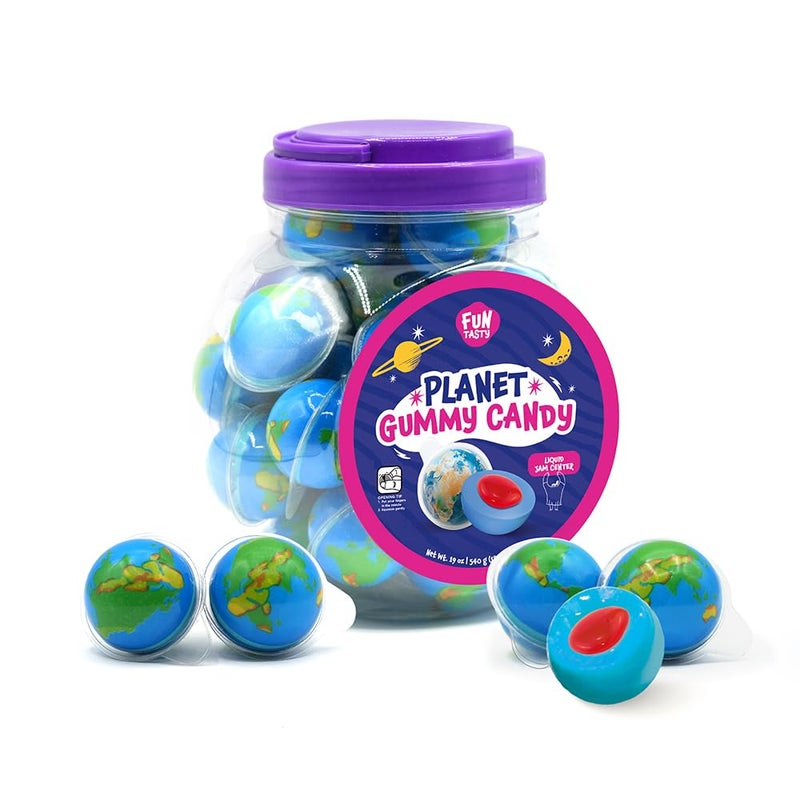 FUNTASTY Earth Planet Gummy Balls  19 Oz Jar 30 Count  Strawberry Jelly Filled Gummies  Individually Wrapped Gummy Candy  Space Candy  Earth Gummies for Goodie Bags - Image 3