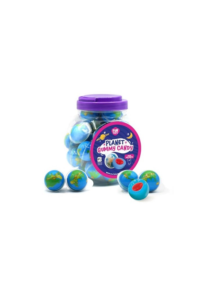 FUNTASTY Earth Planet Gummy Balls  19 Oz Jar 30 Count  Strawberry Jelly Filled Gummies  Individually Wrapped Gummy Candy  Space Candy  Earth Gummies for Goodie Bags - Image 1