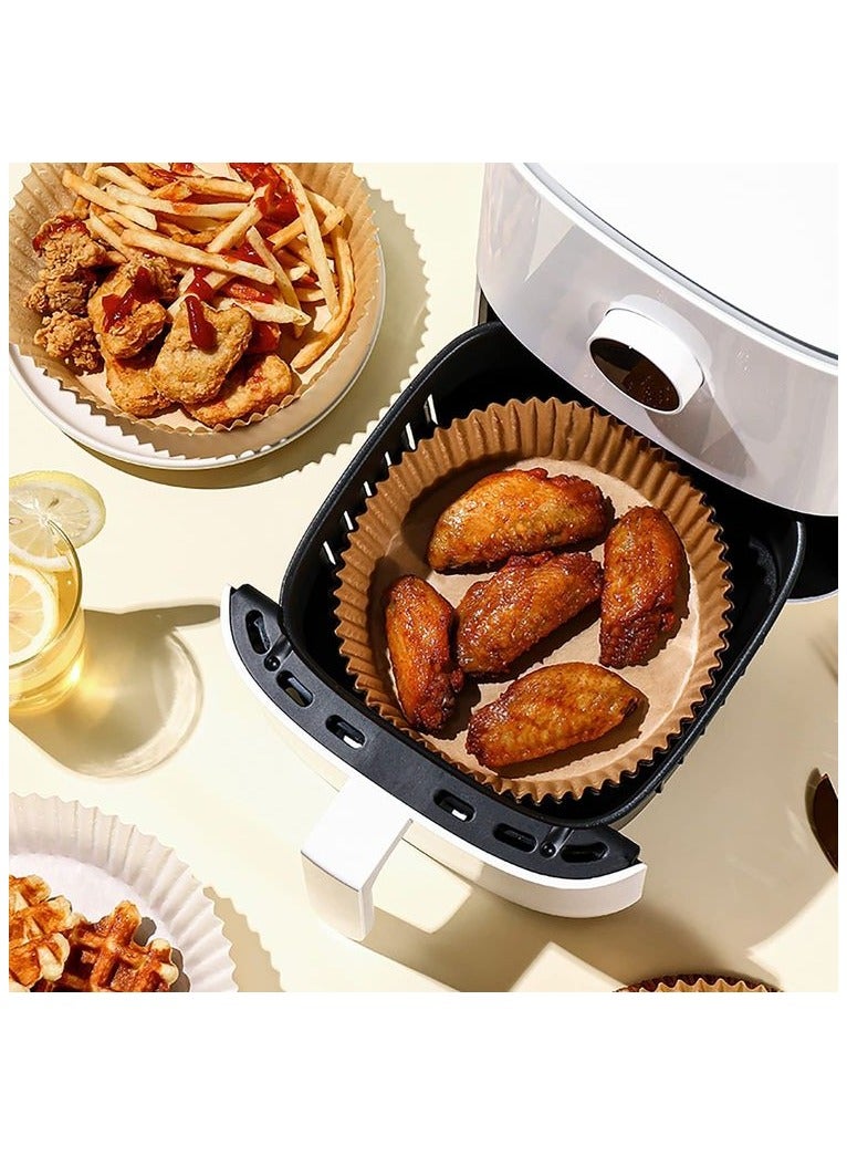 Air Fryer Disposable Paper Liner, 100PCS Non-stick Disposable Air Fryer Liners, Baking Paper for Air Fryer Oil-proof, Water-proof, Parchment for Baking Roasting Microwave 16CM (Natural-Brown)  - Image 3