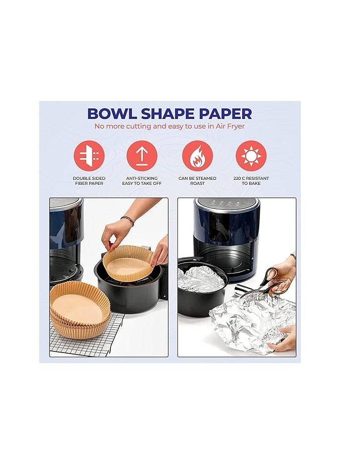 Air Fryer Disposable Paper Liner, 100PCS Non-stick Disposable Air Fryer Liners, Baking Paper for Air Fryer Oil-proof, Water-proof, Parchment for Baking Roasting Microwave 16CM (Natural-Brown)  - Image 5
