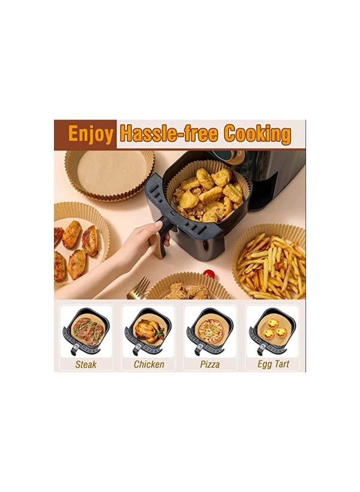 Air Fryer Disposable Paper Liner, 100PCS Non-stick Disposable Air Fryer Liners, Baking Paper for Air Fryer Oil-proof, Water-proof, Parchment for Baking Roasting Microwave 16CM (Natural-Brown)  - Image 2