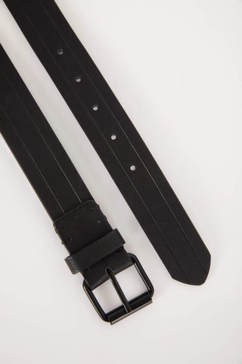 ديفاكتو Man Square Clasp Faux Leather Jean Belt