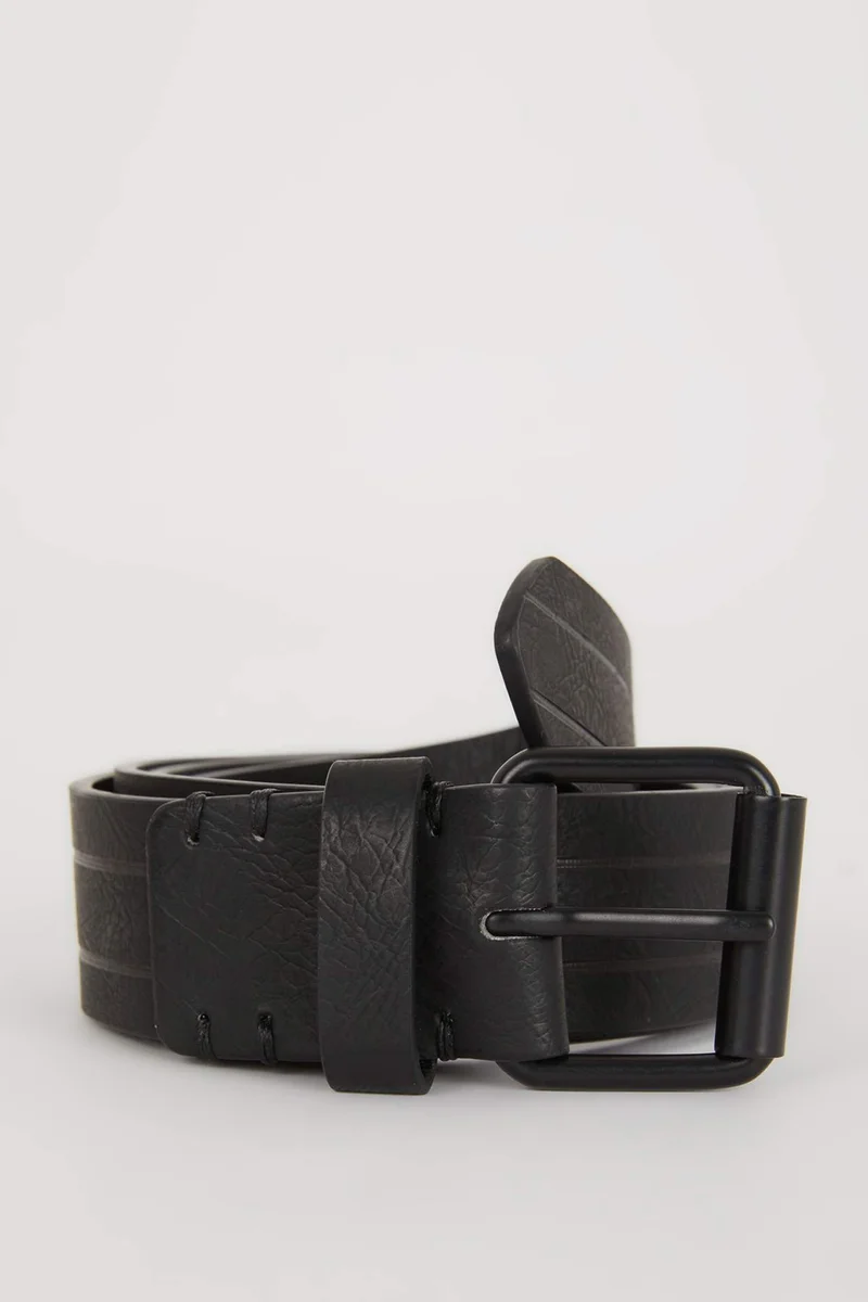 ديفاكتو Man Square Clasp Faux Leather Jean Belt