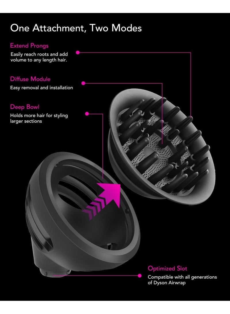 KISSUN Wave+Curl Diffuser for Dyson Airwrap Styler, Upgraded Diffuser Nozzle Attachment for Dyson Airwrap HS01 HS05 HS08 for Wavy Curly or Coily Hair Type - Image 2