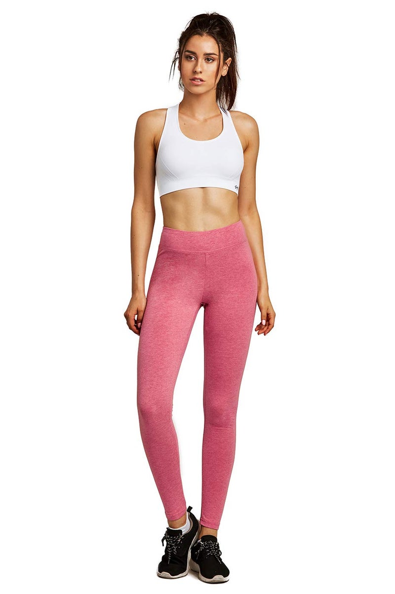 Sofra Women's Medium Weight Breathable Cotton Leggings (S, Heather Red) - Image 1