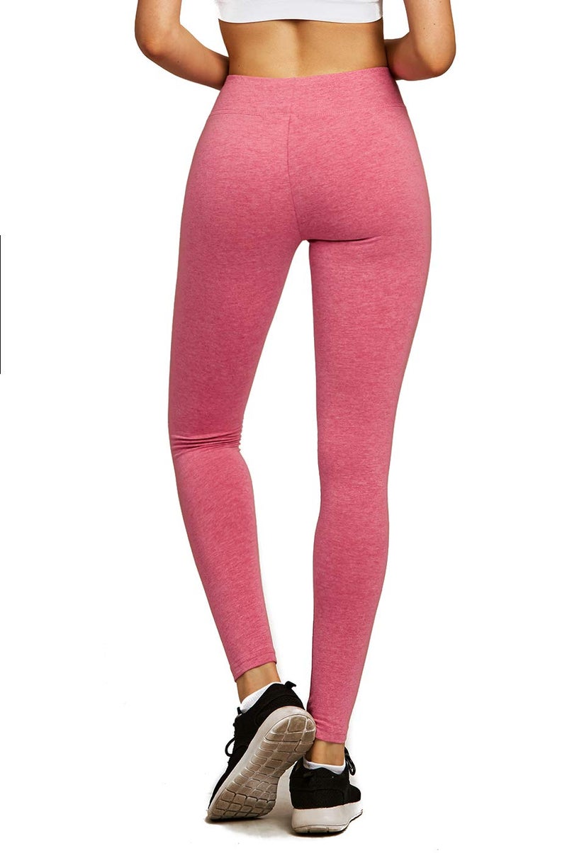 Sofra Women's Medium Weight Breathable Cotton Leggings (S, Heather Red) - Image 4