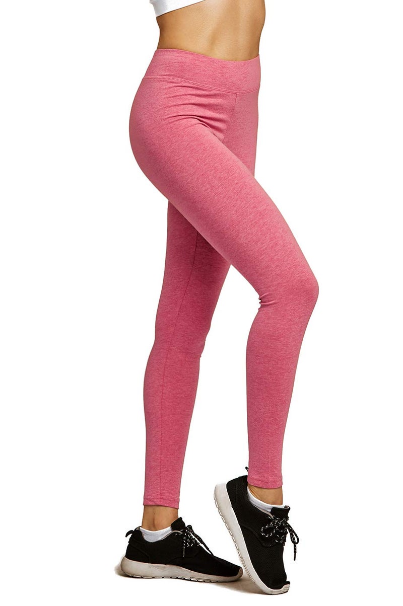 Sofra Women's Medium Weight Breathable Cotton Leggings (S, Heather Red) - Image 2