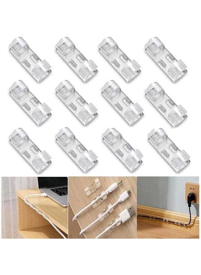 Acrylic cable organizer, 20 pieces, strong adhesive wire clips for TV, computer, and mobile charger. Organizes cables for easy management, no screws required, neat setup for home and office - 350 - Image 5