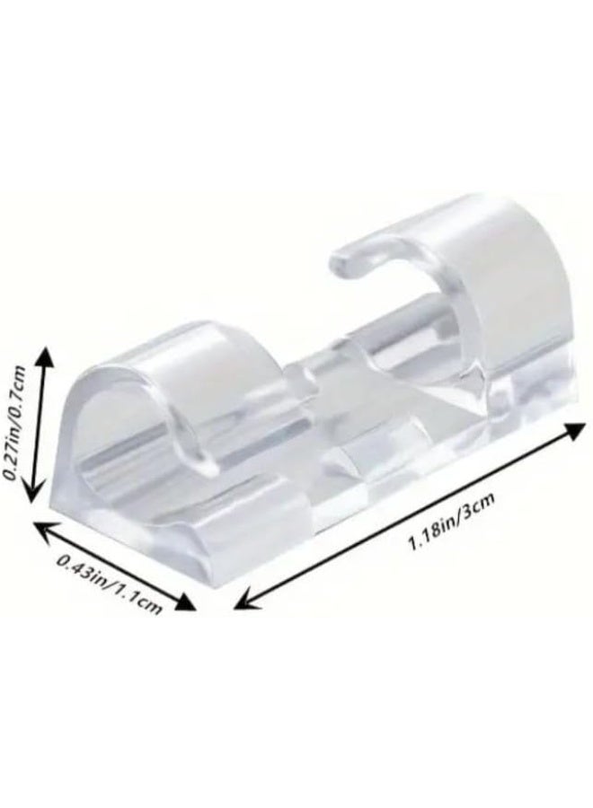 Acrylic cable organizer, 20 pieces, strong adhesive wire clips for TV, computer, and mobile charger. Organizes cables for easy management, no screws required, neat setup for home and office - 350 - Image 3