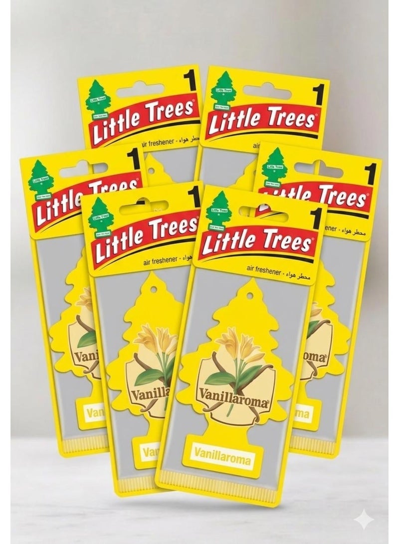 Little Trees Vanillaroma Car Air Freshener 6 Pcs Pack I Long Lasting Hanging Tree Fragrance for Car, Home & Office - Image 1