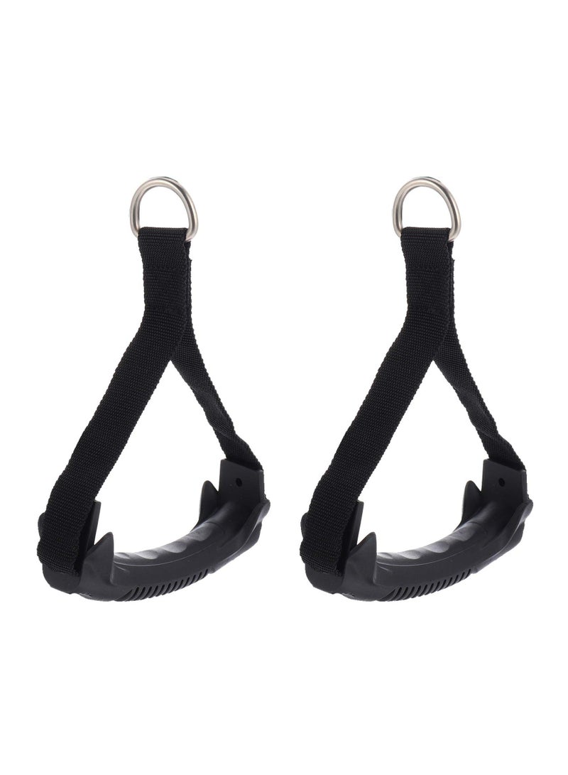 Y&D 2 Pcs Exercise Band Handles Grips Fitness Strap Heavy Duty Gauge Welded D Rings Cable Machines Workout Accessories Attachment - Image 1