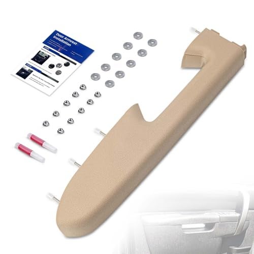 RHAOCZIYAUTO 22818467 Front Left Driver Side Armrest Repair Kit Fit for Chevy Silverado 1500 2500HD 3500HD 2010-2014 For GMC Sierra 1500 2500 HD 3500 HD 2010-2014 Door Panel with Release Handle Below Armrest - Tan - Image 1