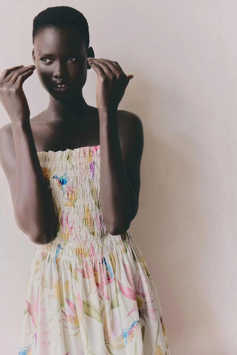 H&M Smocked-bodice strappy dress