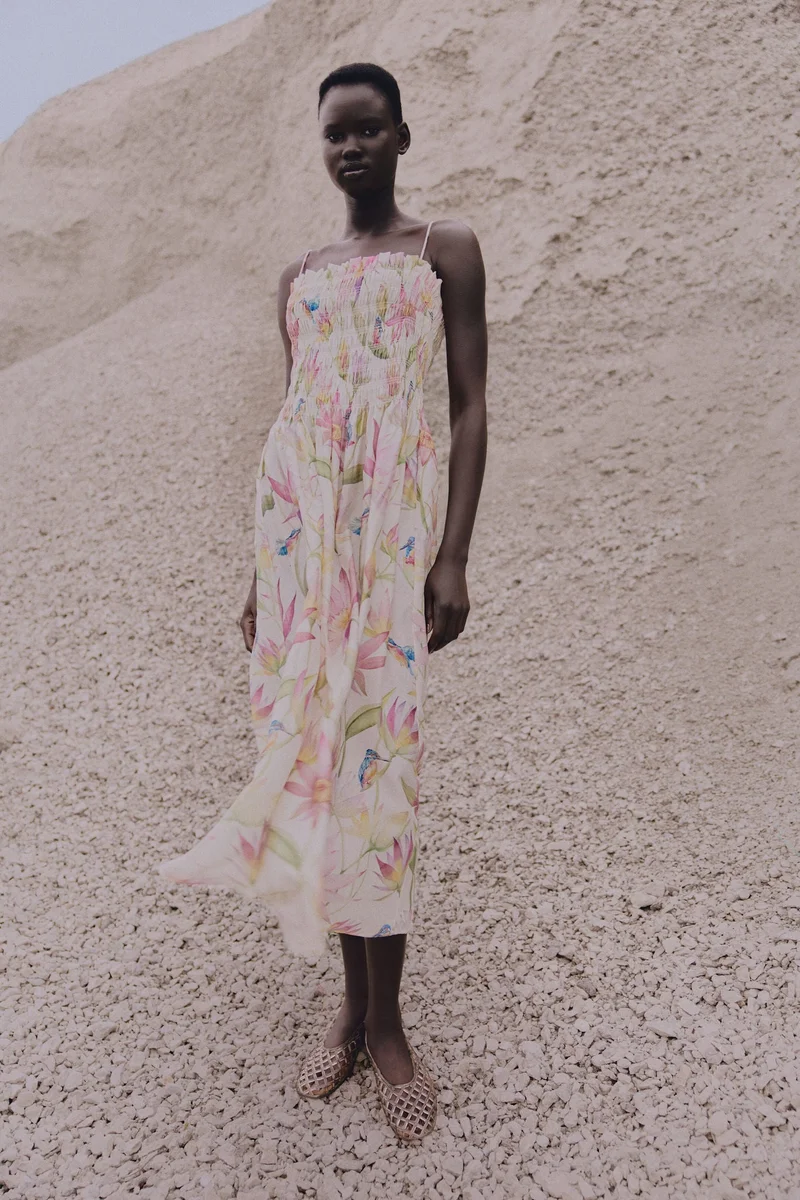 H&M Smocked-bodice strappy dress