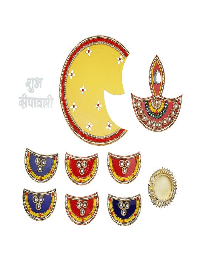 Aditri Creation Decorative Shubh Deepawali Floor Rangoli Reusable Large Floor Rangoli Acrylic Rangoli Home Decor Gift for Interior Floor Decor Indian Traditional Festival Diwali Decorations (Size:-11")(Multicolor) - Image 3