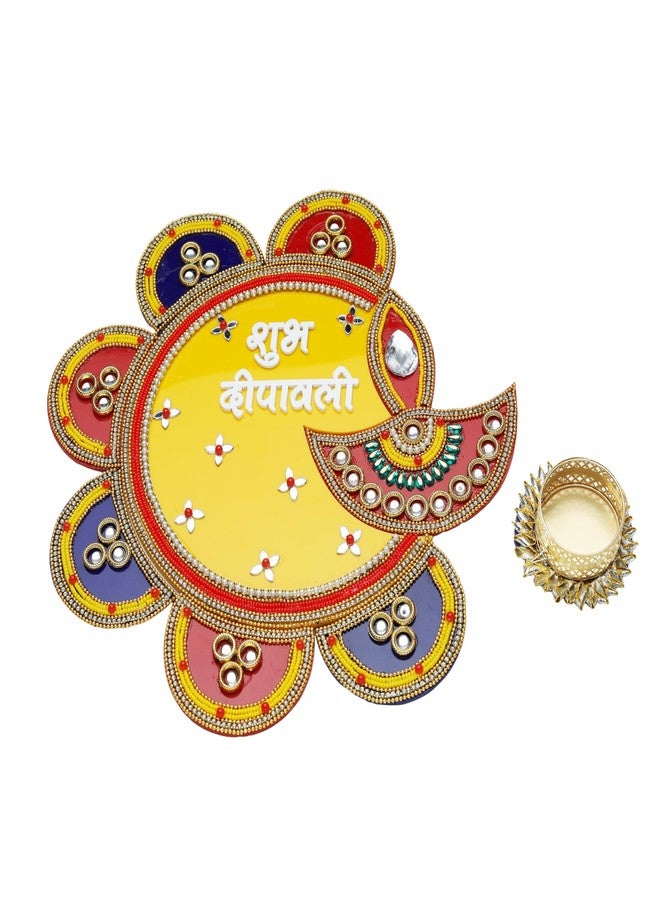Aditri Creation Decorative Shubh Deepawali Floor Rangoli Reusable Large Floor Rangoli Acrylic Rangoli Home Decor Gift for Interior Floor Decor Indian Traditional Festival Diwali Decorations (Size:-11")(Multicolor) - Image 2