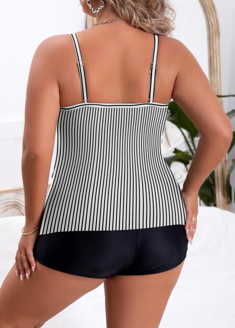 B2prity Women Plus Size Tankini Swimsuits Tummy Control Two Piece Bathing Suit Ruffled Flounce Swimwear with Shorts - Image 2