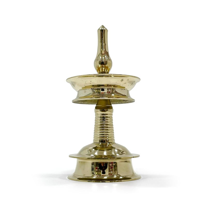 Angroos Traditional Brass South Indian Nilavilaku for puja Rituals and Festive Celebrations Height 18 cm Brass Nilavilakku Pooja Nilavilakku Nilavilakku for Home Decor 18 cm - Image 3