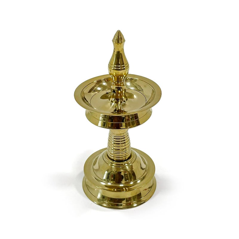 Angroos Traditional Brass South Indian Nilavilaku for puja Rituals and Festive Celebrations Height 18 cm Brass Nilavilakku Pooja Nilavilakku Nilavilakku for Home Decor 18 cm - Image 4