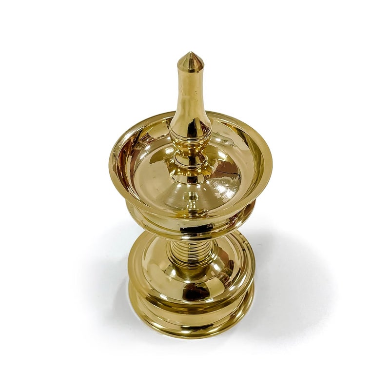 Angroos Traditional Brass South Indian Nilavilaku for puja Rituals and Festive Celebrations Height 18 cm Brass Nilavilakku Pooja Nilavilakku Nilavilakku for Home Decor 18 cm - Image 1