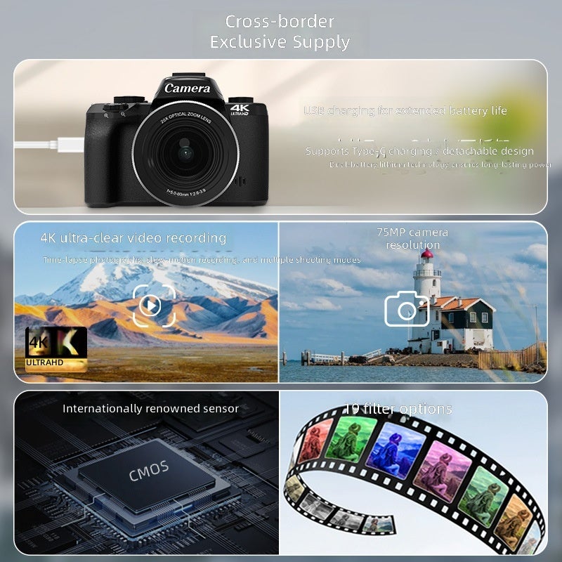 Cross-Border New 4K Mirrorless Camera with 20x Optical Zoom, Touchscreen, and HD Video for Students and Professionals - Image 3