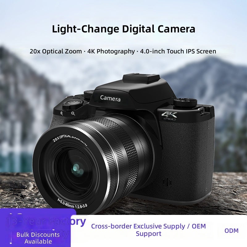 Cross-Border New 4K Mirrorless Camera with 20x Optical Zoom, Touchscreen, and HD Video for Students and Professionals - Image 1