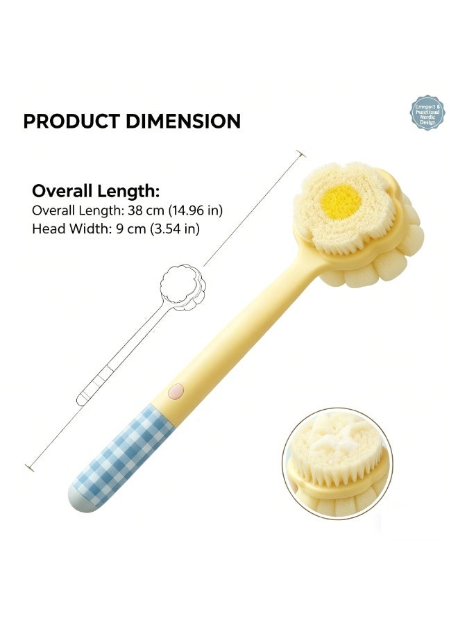 Dual-Sided Nordic Bath Brush – Flexible Design for Back Scrubbing & Body Wash, Gentle Non-Irritating Bristles, Combines Lotions Application & Exfoliation, Comfortable Grip for Shower Use - Image 2