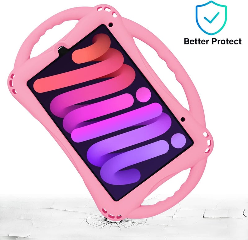 TopEsct Kids Case for iPad Mini 6th Generation Case Heavy Duty Shockproof Cover Childproof Protective Kids Cover with Three Handle Stand for 8.3 inch iPad Mini 6（Pink） - Image 2